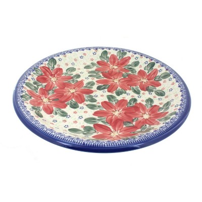 Blue Rose Polish Pottery Poinsettia Dinner Plate