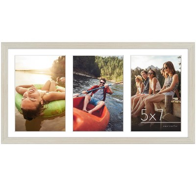 Americanflat 8x16 Collage Picture Frame with tempered shatter-resistant glass - Three Displays of 5x7 - Available in Packs and Colors