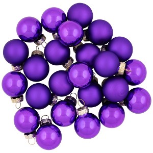 Northlight 24ct Purple 2-Finish Glass Ball Christmas Ornaments 1" (25mm) - 1 of 4