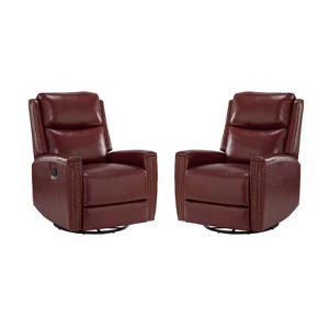 Set of 2 Hilario 30.31 Wide Genuine Leather Swivel Rocker Recliner| ART OF LIVING DESIGNS - 1 of 4