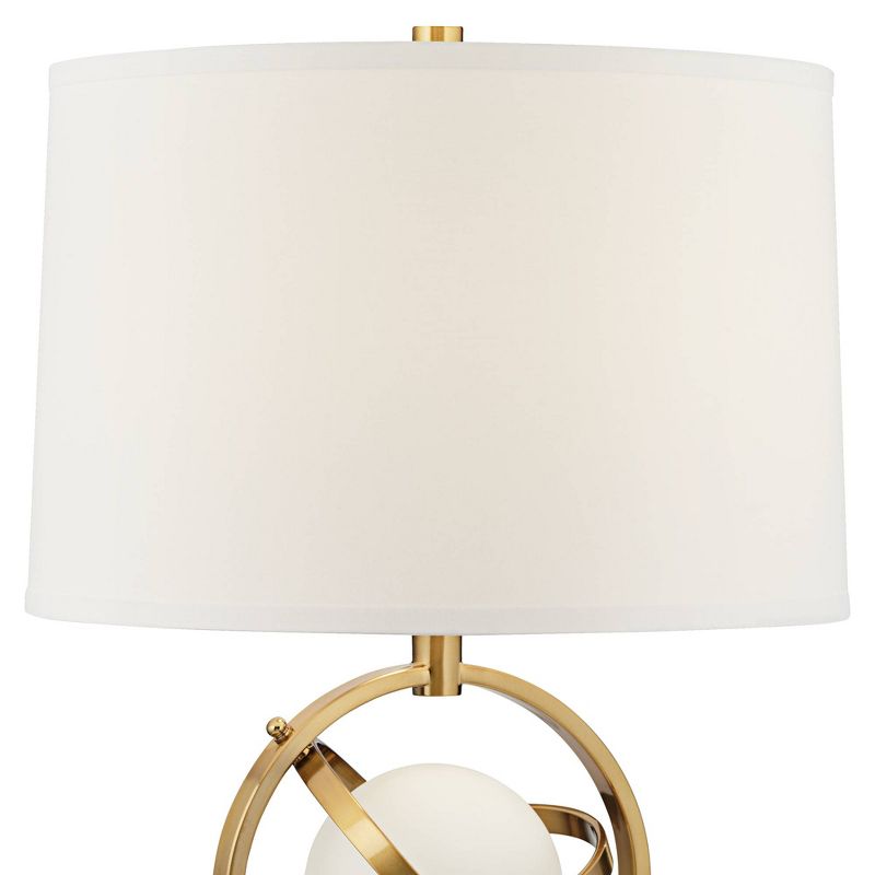 Possini Euro Design Halley Modern Table Lamp 27 1/2" Tall Sculptural Gold Metal Rings with Night Light White Shade Bedroom Living Room Bedside Office, 5 of 10