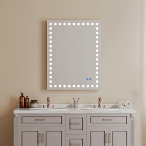 40x32 Inch Bathroom Mirror with 3 White Front Circular Lights, Touch Dimming Switch, Anti-Fog, Memory, Shatter-Proof Bathroom Wall Vanity Mirror - 1 of 4