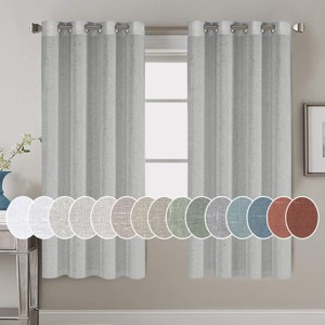 Living Room Linen Curtains Nickel Grommet Energy Saving Light Filtering Semi Sheer Curtain - 1 of 4