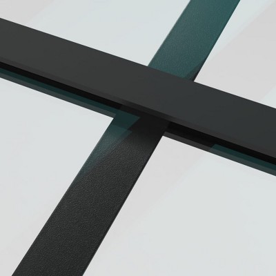 Black Frosted Glass and Aluminum Sliding Door 35.4" x 80.7"