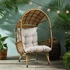 Outdoor Boho Wicker Standing Basket Egg Chair,Faux Rattan Lounge Chair with Water-Resistant Cushion,Wicker Stationary Patio Egg Chair-Coolbibila - 3 of 4