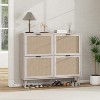 TIRAMISUBEST Freestanding 4-Door White Shoe Rack with Pine Legs-Engineered Rattan Storage for Entryway - 2 of 4