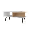 NicBex Coffee Tables for Living Room Modern Rectangle Coffee Table with Spacious Open Shelf and Conical Legs, White + Natural Oak - 2 of 4
