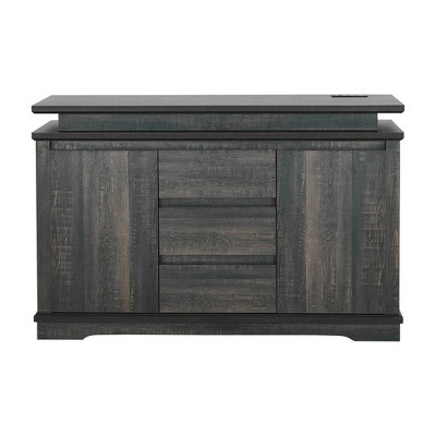Resenkos Console Table with LED Light, Wooden Storage Cabinet with Drawers and Doors for Entryway,
