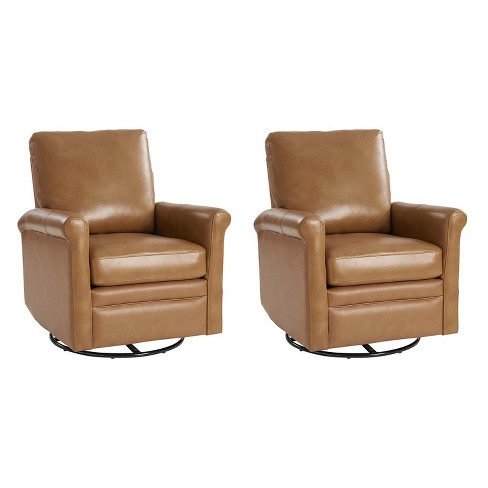 Negro Genuine Leather Swivel Rocker Chair with an Adjustable Lumbar Support Set of 2 | ARTFUL LIVING DESIGN - image 1 of 4