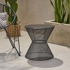 Vynxaria Outdoor Iron Side Table Hourglass Shape, Mesh Design, Rounded Silhouette, Durable Frame, Timeless Style - 3 of 4