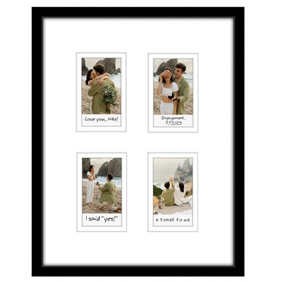 Americanflat Mini Instant Photo Collage Frame with Double White Mat - Display 2.1x3.4" Photos - Black