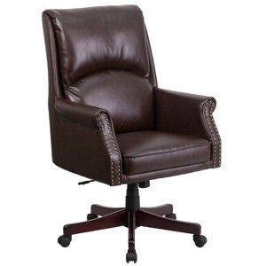 High Back Pillow Back Brown Leather Executive Swivel Office Chair - Flash Furniture