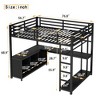 TIRAMISUBEST Full Size Loft Bed with Clothes Rod and Long Desk, Metal Bed Frame with Storage Shelves - 3 of 4