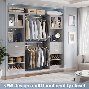 Aheaplus 20"-60" Closet System with Visualize Cabinet Door and Wooden Drawers - 1 of 4