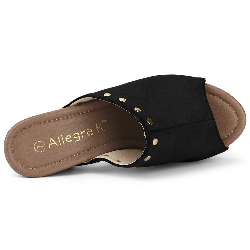 Allegra K Women's Open Toe Platform Block Slides Heel, 5 of 8