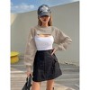 Coolmee Women's Crochet Crop Sweater Long Sleeve Crewneck Fairy Grunge Knit Sweater Tops - 2 of 4