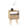 LIVAREEmlen 15.75" Rattan End table with Power Outlet & USB Ports, Modern Nightstand with drawer and solid wood legs, side table for living room - 2 of 4