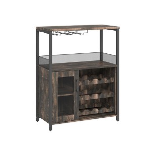 Coucheta 3-Tier Industrial Wine Bar Cabinet with Detachable Rack, Drawer, Glass and Mesh Door Storage Sideboard - 1 of 4