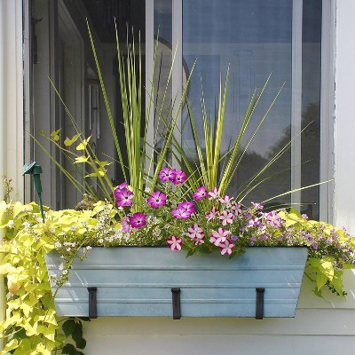 Large Nantucket Blue Galvanized Steel Flower Box