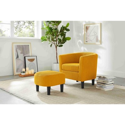 CAVINAS Corduroy Accent Chair with Ottoman and Mid-Height Backrest,Modern Upholstered Living Room Chairs,Reading Chairs for Living Room