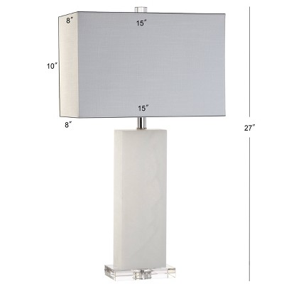27" White Alabaster Table Lamp with Linen Shade