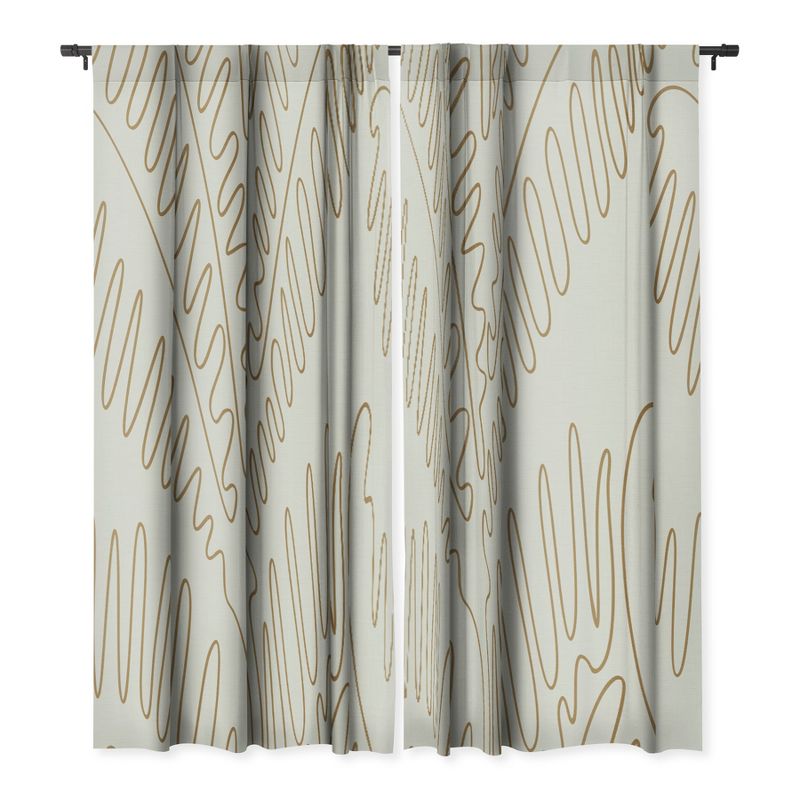 Evamatise Golden Tropical Palm Leaves 50" x 84" Single Panel Room Darkening Window Curtain - Society6, 3 of 5