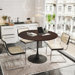 47.24"Modern Round Dining Table,Four Patchwork Tabletops with Solid Wood Grain Table Top - 1 of 4