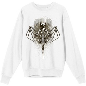 Batman Bat Mask With Bat Wings Men's White Crew Neck Long Sleeve Graphic Sweatshirt - 1 of 2