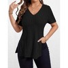Womens Plus Size Tops Casual V Neck Short Sleeve Shirts Split Hem Blouses - 3 of 4