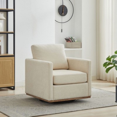 Swivel Accent Chair For Living Room, Comfy Upholstered Single Sofa Chair With Armrest & Removable Back Cushion, Modern 360° Swivel Club Chair