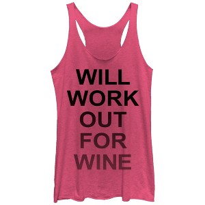 Women's CHIN UP Work Out For Wine Racerback Tank Top - 1 of 3
