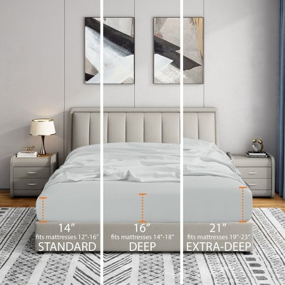 Gray Full Microfiber Fitted Sheet with Solid Design