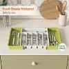 LunaLulinlk Silverware Drawer Organizer Expandable Utensil Tray Adjustable Flatware, Plastic, Green&White - 3 of 4