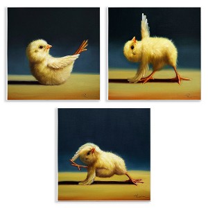 Stupell Industries Yoga Chick Trio Funny Farm Animals 3pc Wall Plaque Art Set - 1 of 4