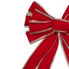 Northlight Velvet 10-Loop Christmas Bow Decoration - 12" x 25" - Red and Gold - image 2 of 3