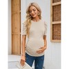 Maternity Tops Women's Casual Ribbed Round Neck Puff Short Sleeve Ruched Side Tunic Blouses Shirts Pregnancy Clothes - 4 of 4