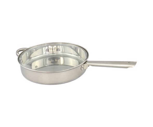 Gourmet Chef 12 Inch Stainless Steel Chef's Pan with Glass Lid