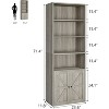 71.4"Bookshelf 6 Tier Bookcase with Barn Doors and Shelves,Farmhouse Bookshelf with Storage Cabinet,Wood Freestanding Display for Bedroom,Living Room - 3 of 4