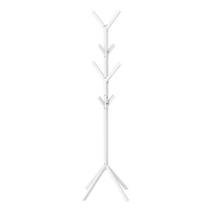Monarch Specialties Coat Rack Hall Tree Free Standing 8 Hooks Entryway 70InchH Bedroom Metal White Contemporary Modern - 1 of 4