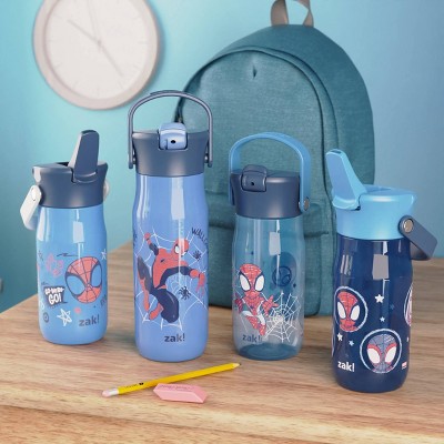 Zak Designs 14oz Spidey & Friends Stainless Steel Vacuum Harmony Straw Water Bottle Blue