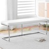 Zeus & Ruta Leather Bench  with Silver Metal Legs - 3 of 4
