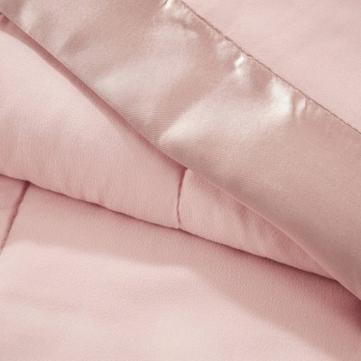 Twin Pink Down Alternative Blanket with Satin Trim