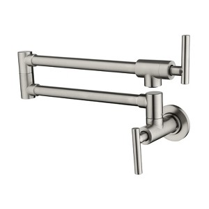 Cobbe Pot Filler Faucet Brushed Nickel Wall Mounted Folding Kitchen Mixer Hob Mixer with Double Section Swing Arms - 1 of 4