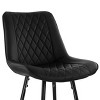Elama 2 Piece Diamond Stitched Faux Leather Bar Chair in Black with Metal Legs - 2 of 4
