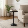 Elegant End Table, Side Table, or Small Night Stand for Room Decor - Slim Metal Drink Table with Marble Top and Trumpet Base - 3 of 4
