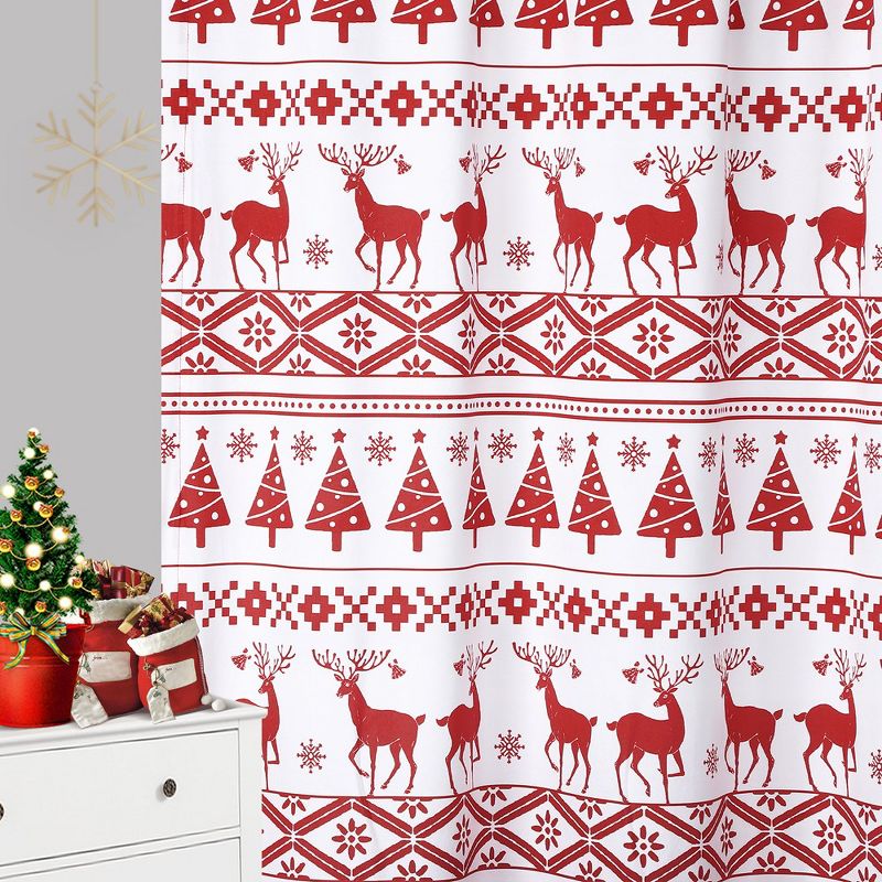 Christmas Tree and Deer Design Xmas Curtains Velvet Room Darkening Window Drapes, 5 of 7