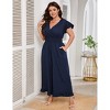 Women's Plus Size Wide Leg Floral Jumpsuits Casual Summer Short Sleeve Fashion Outfit Criss Cross Neck Smocked Waist - 4 of 4