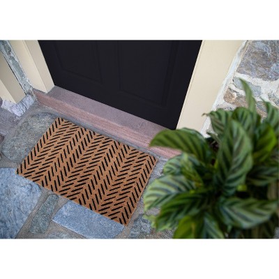 Natural Coir Black Fishbone Pattern Outdoor Doormat 18" x 30"