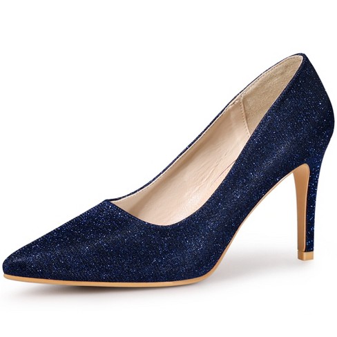 Allegra K Women's Party Glitter Stiletto High Heels Pumps Dark Blue 8.5 ...