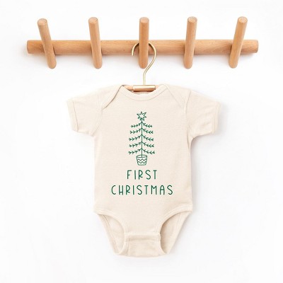 The Juniper Shop First Christmas Tree Baby Bodysuit - Newborn - Natural ...